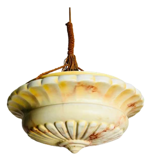 Hand Carved Alabaster and Brass Ceiling Lamp, 1930s, Germany