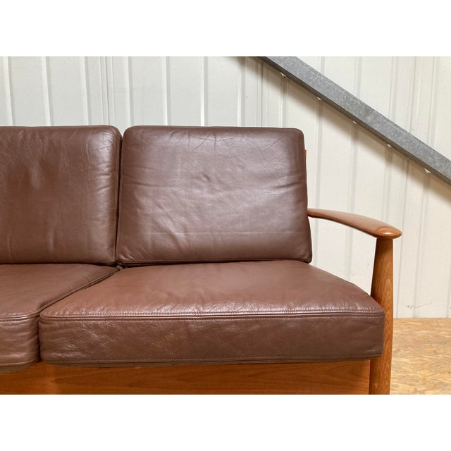 Teak and Leather Sofa by Grete Jalk for France & Son, 1960s For Sale - Image 6 of 18