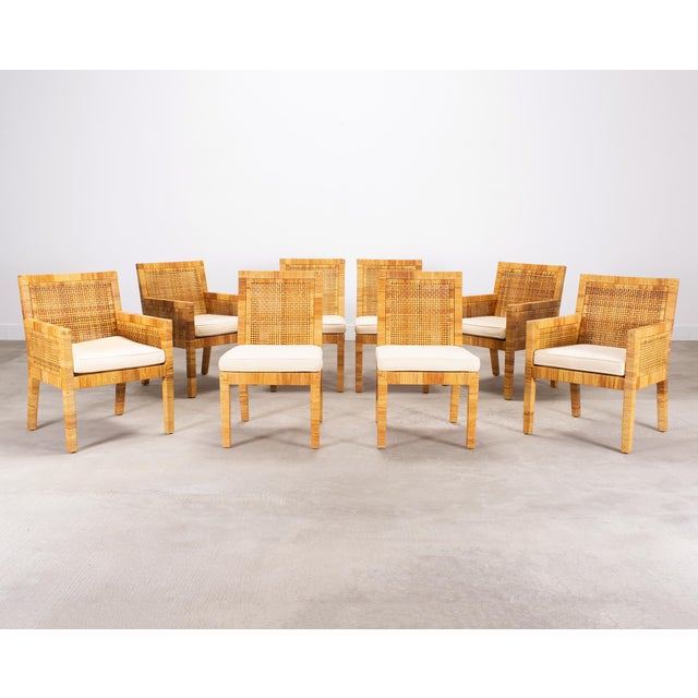 Contemporary Set of 8 Billy Baldwin for Bielecky Brothers Cane Dining Chairs For Sale - Image 3 of 18