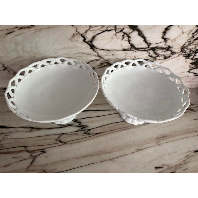 1950s Milk Glass Footed Centerpiece, Pair For Sale In Miami - Image 6 of 6