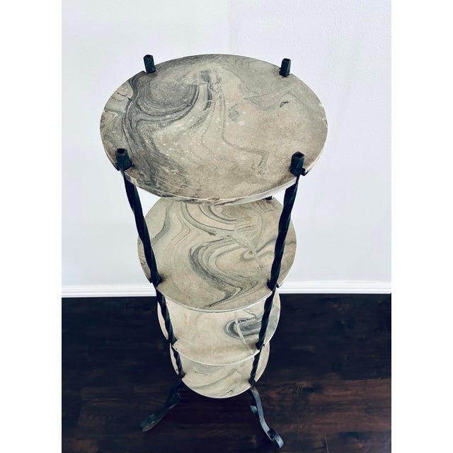 Vintage Wrought Iron and Marble 4-Tiered Etagere For Sale In Dallas - Image 6 of 9