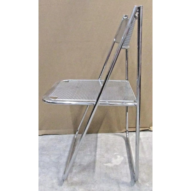 1970s Matching Pair of Perforated Chrome Tamara Folding Chairs From Arrben, Italy 1970s For Sale - Image 5 of 12