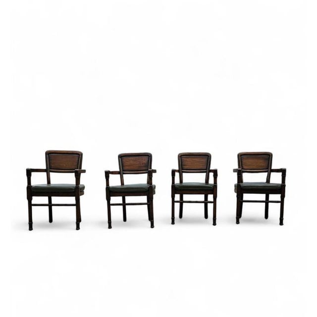 RAC Dining Chairs with Green Leather Cushions from Royal English, Set of 4 For Sale - Image 10 of 14