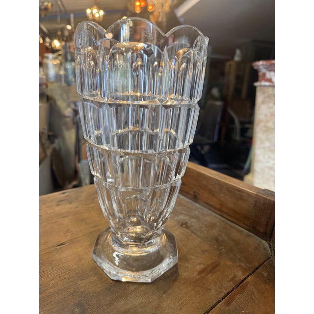 Glass Vintage Cut Crystal Corolla Vase, 1930s For Sale - Image 7 of 7