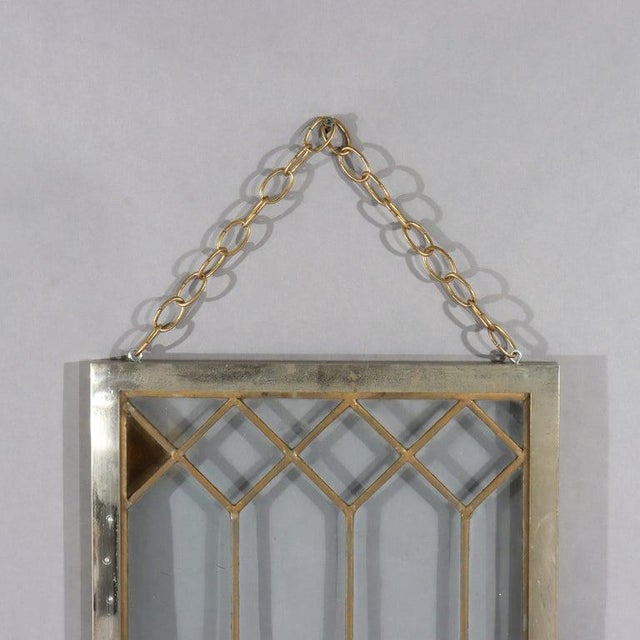 Pair of Antique Frank Lloyd Wright School Leaded Glass & Jeweled Window C1910 For Sale - Image 10 of 11