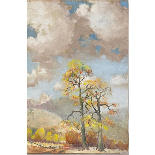 Fall in the California Foothills Original Oil Painting 1950s For Sale - Image 4 of 5