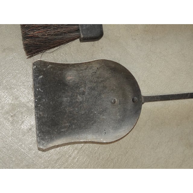 Set of Three Vintage French Country Black Iron Fireplace Tools Plus Poker Tool For Sale - Image 15 of 17