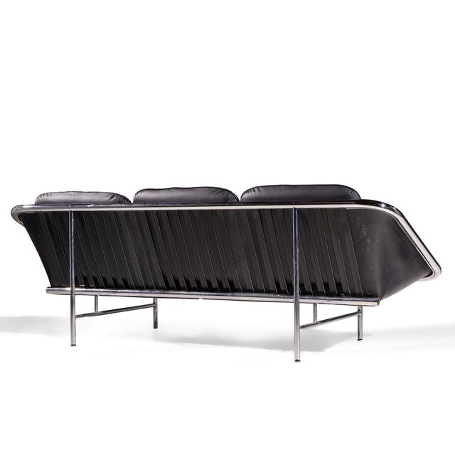 Metal George Nelson for Herman Miller Mid Century Leather and Chrome Sling Sofa For Sale - Image 7 of 9