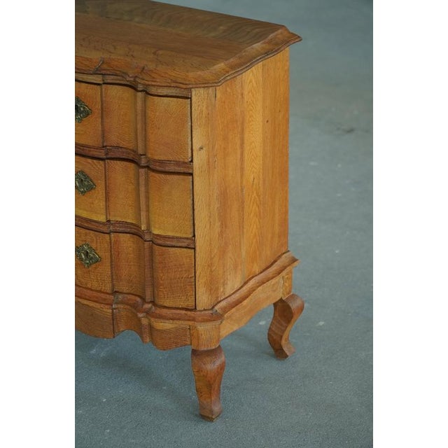 Danish Baroque Revival Three-Drawer Chest in Oak with Brass Hardware, 1940s For Sale - Image 10 of 18