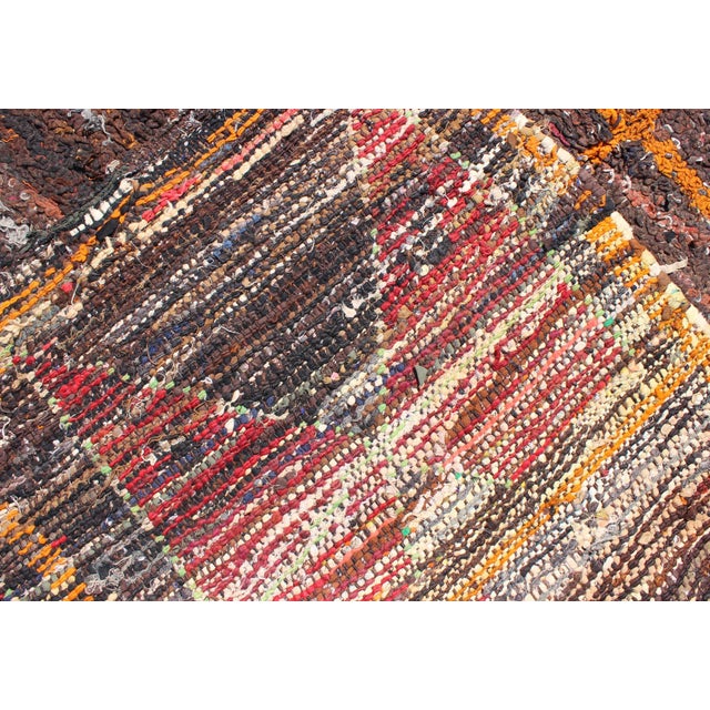 Moroccan Boucherouite Large Rag Rug With Abstract Design in Charcoal and Brown 5.2 X 8.8 For Sale - Image 12 of 12