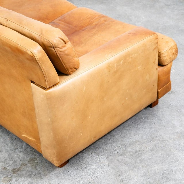 Mid Century Danish Modern Sofa Settee 2 Seater Tan Vante Leather Cognac Couch For Sale - Image 10 of 12