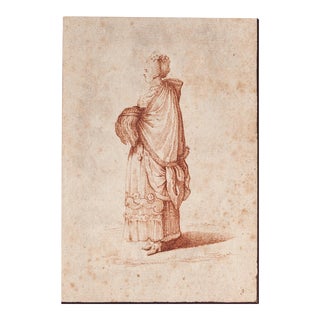 Unknown - Figure of Woman - Original Ink Drawing - 18th Century For Sale