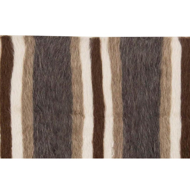 Taurus Collection Striped Brown, White, Grey, Goat Hair Rug by Doris Leslie Blau For Sale In New York - Image 6 of 8