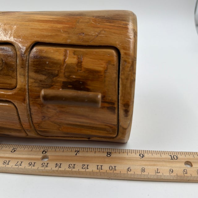Vintage Nature Turns Aspen Wood Puzzle Jewelry Box With Drawers For Sale - Image 9 of 12
