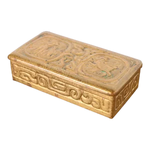 Tiffany Studios New York Zodiac Bronze Doré Stamp Box