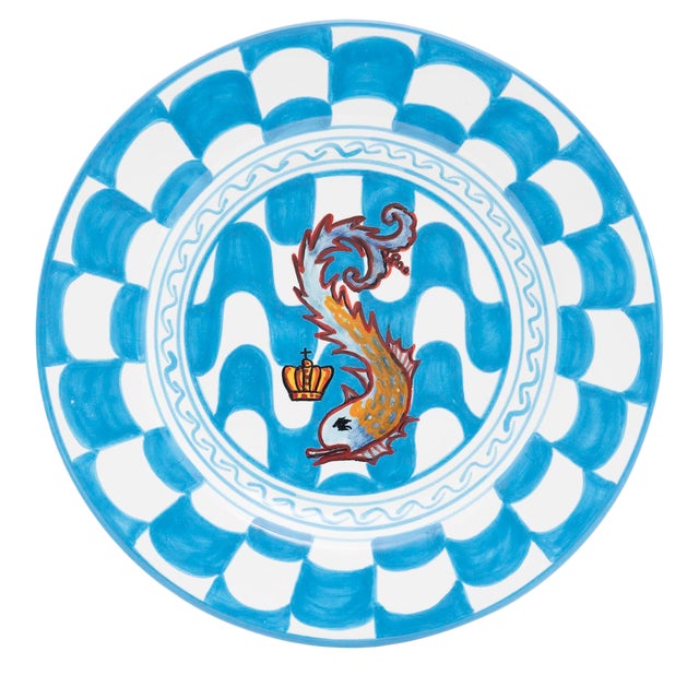 Dolphin Dinner Plate 11.5", Contrade Dinnerware From Siena For Sale