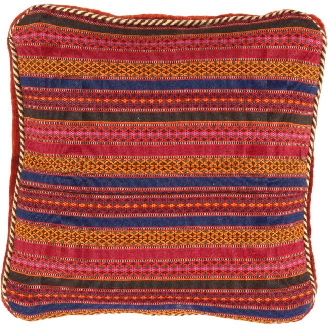 This Gabbeh pillow is made of high-quality LAMBS WOOL The piece was crafted with good workmanship. Gabbeh rugs are made by...