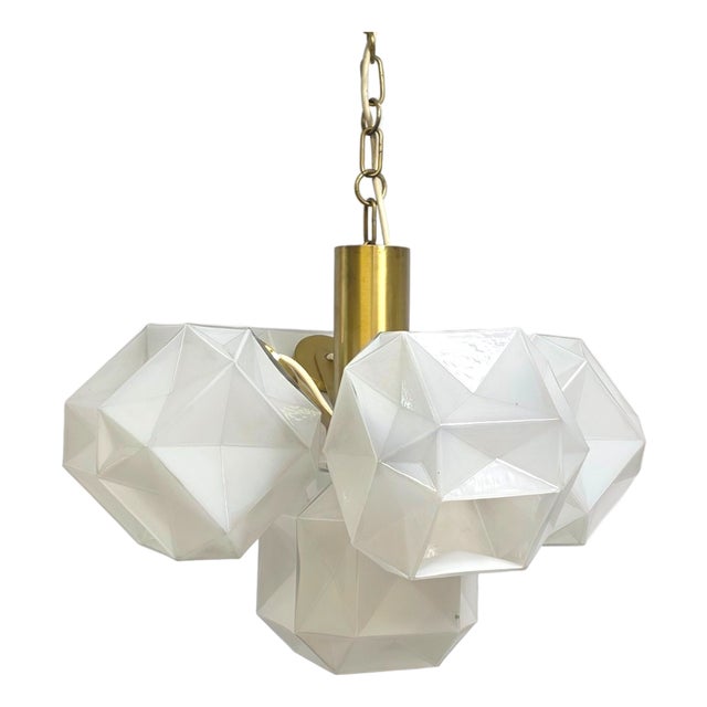 Italian Space Age Murano Glass Cube Chandelier attributed to Oggetti, 1970s For Sale