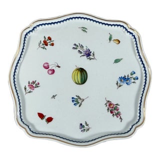 Richard Ginori Italian Faience Square Dish With Scattered Fruit and Floral Decoration For Sale