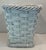 Mid-Century Modern Vintage White Woven Wicker Waste Basket For Sale - Image 3 of 8