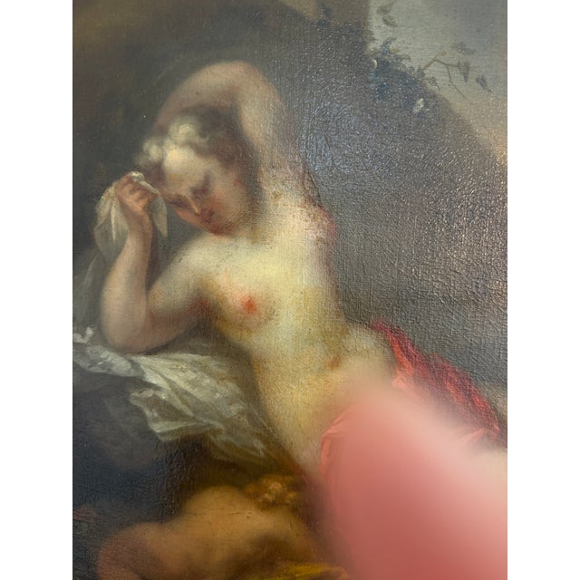 Brown Late 17th Century European Baroque Oil Painting of Goddess and Cherub, Framed For Sale - Image 8 of 18