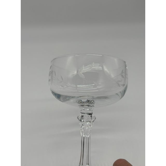 Glass Vintage Princess House Champagne/Coupe Glasses Heritage Pattern Set of 8 Glasses For Sale - Image 7 of 7