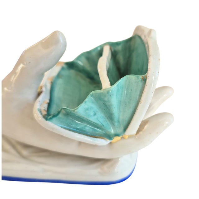 1950s Vintage Porcelain Hand Planter Trinket Dish 1950's Mid Century Ring Holder For Sale - Image 5 of 15