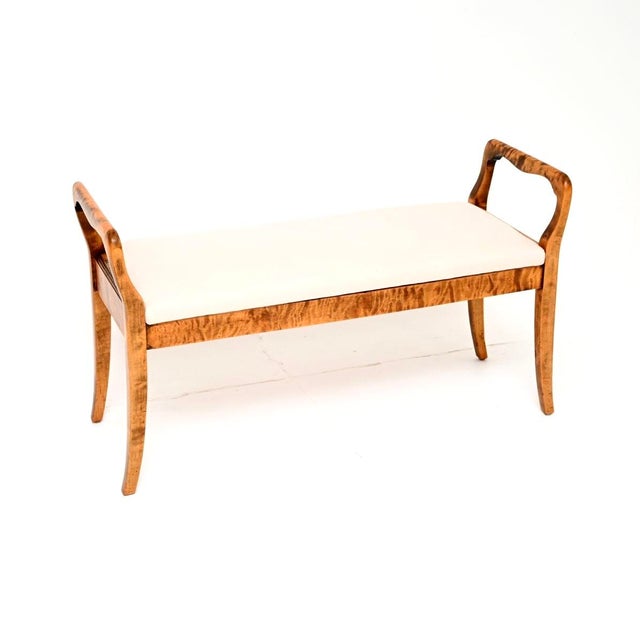 Wood Antique Swedish Satin Birch Duet Piano Stool, 1900 For Sale - Image 7 of 11