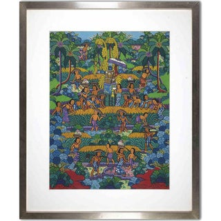 Balinese Women, Mid-20th Century, Tempera on Paper, Framed For Sale