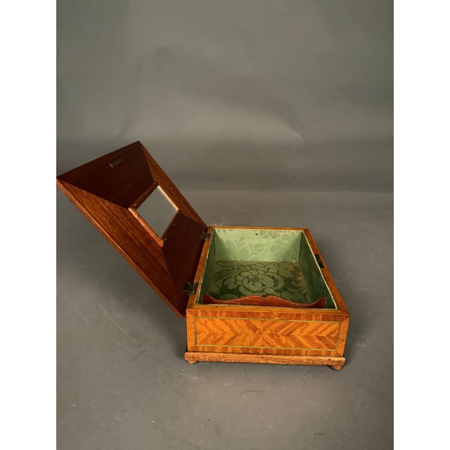 19th Century English Inlaid Satinwood Sewing Box With Mirror & Pincushion, Circa 1890 For Sale - Image 9 of 11