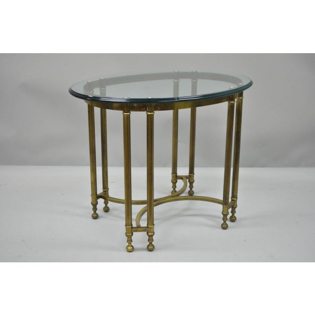 Vintage Hollywood Regency Brass and Beveled Oval Glass Top ...