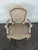 Louis XV Style Cream Lacquered Cabriolet Armchair and Damask Fabric For Sale - Image 3 of 6