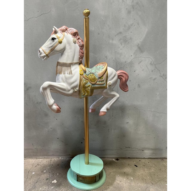 Vintage carousel horse and custom-built base stand. This item was crafted to be an eye-catching statement piece - it is...