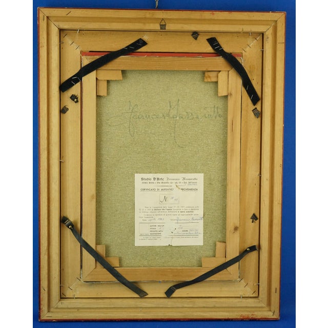 Francesco Massarutto, Little Girl Made Up by Pierrot and a Faun, 20th Century, Oil Painting on Canvas, Framed For Sale - Image 12 of 15