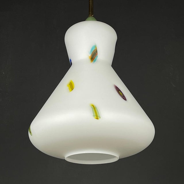 White Mid-Century Italian Opaline Murano Glass Pendant Lamp by Stilnovo, 1950s For Sale - Image 8 of 14