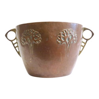 Vintage Hammered Copper Planter For Sale