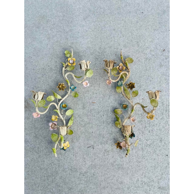 Vintage Italian Tole Candle Wall Sconces For Sale In Charleston - Image 6 of 6