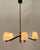 Pendant lamp with a modern and essential design. Metal frame with a black finish and satin brass details. Five linear arms...