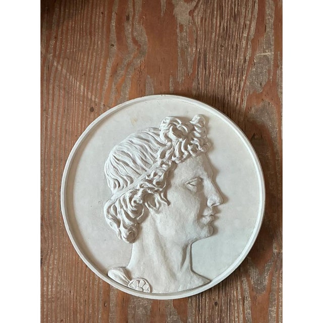 Late 20th Century Vintage Classical Bas Relief Portrait of Apollo Medallion For Sale - Image 5 of 12