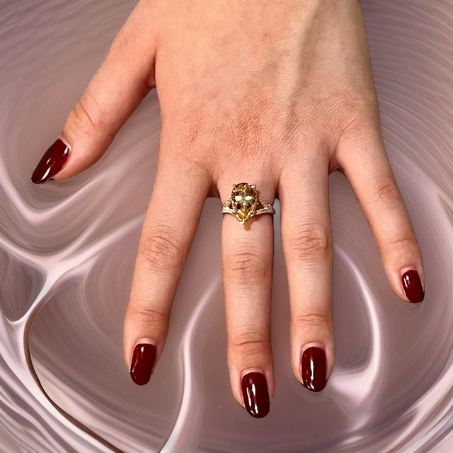 Natural Citrine Diamond Ring 6.5 14k Y Gold 4.79 TCW Certified For Sale - Image 4 of 18