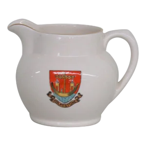 Wh Goss England Porcelain White Gold Folkestone Coat of Arms Creamer