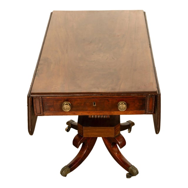 Antique Regency Mahogany Drop Leaf Twin Drawer Pembroke or Library Table 1810 For Sale - Image 16 of 18