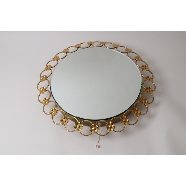 Golden Wall Mirror with Illuminated Loops, 1960s For Sale - Image 11 of 16