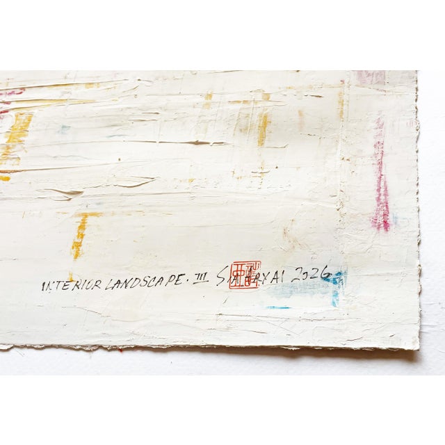 Contemporary Interior Land Scape. III White Framed Abstract Painting For Sale - Image 3 of 4