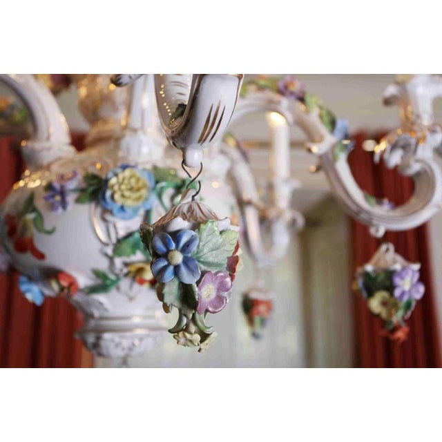 2000 - 2009 Large Vintage Porcelain Chandelier, Dresden For Sale - Image 5 of 9