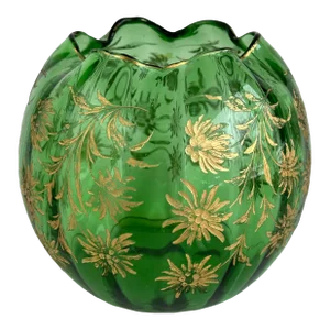 Edelweiss Bohemian Art Glass Rose Bowl, Optic Ribbed