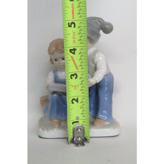Lego Japan Porcelain Figurine Girl and Boy Reading Open Book Glossy Finish 5087b For Sale - Image 10 of 16