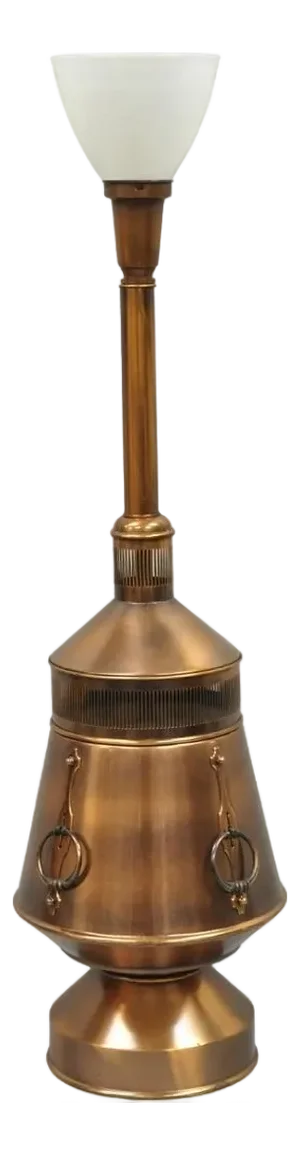 Vintage Industrial Mid Century Modern Copper Metal "Ship Turbine" Table Lamp