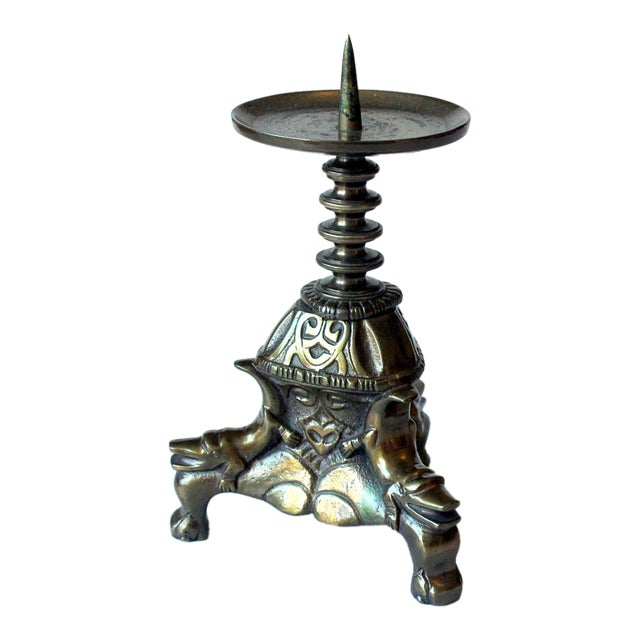 Bronze Candle Stick for Wider Candles - Candle Holder - Vintage For Sale