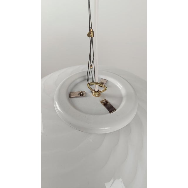 Gold Large Vintage Pendant Light in Swirl Opaline Murano Glass, Italy, 1970s For Sale - Image 8 of 17